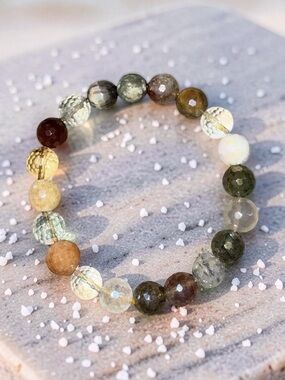 10mm Mystic Faceted Rutile Quartz Bracelet